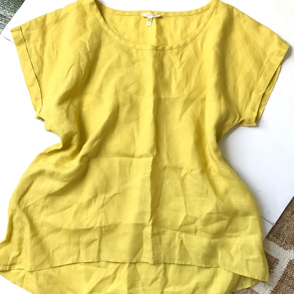 Eileen Fisher Banana Yellow Linen Top - Picture 5 of 5